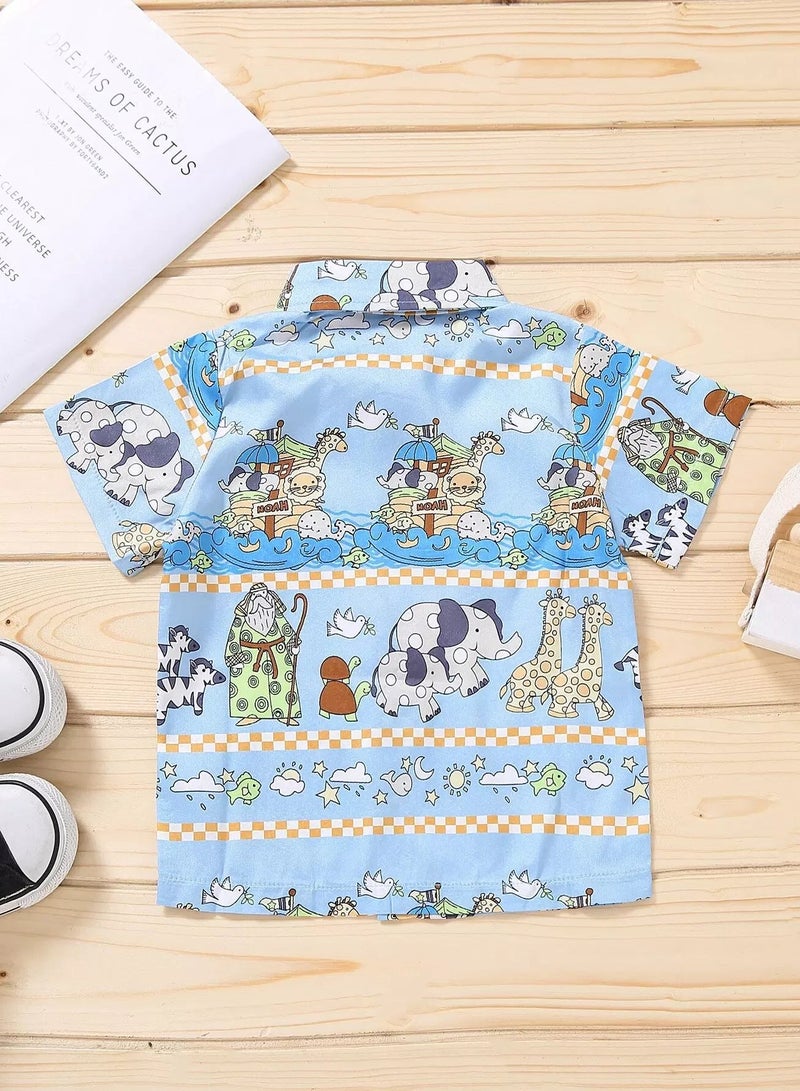 Toddler Boys Cartoon Graphic Button Through Shirt  - Image 2
