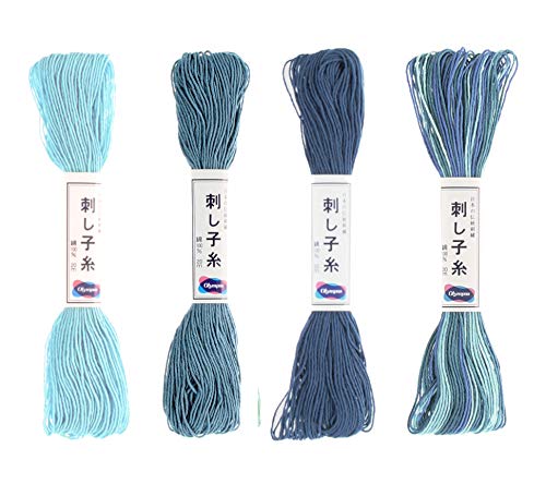 Olympus Sashiko Thread 20m Skein Color Bundles (Waterfall: 72-08-09-10) - Image 2