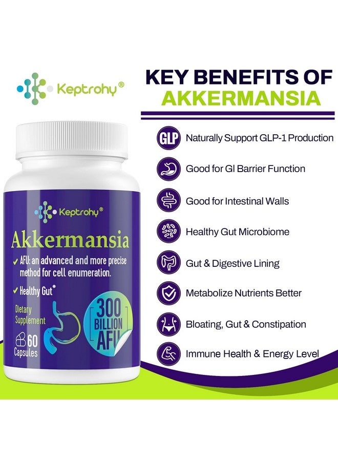 Keptrohy GLP-1 Supplement - 300 Billion AFU Akkermansia Probiotic for Women & Men, Akkermansia Muciniphila for GLP-1 Production, Digestive, Gut, Immune Health, Enhances Gut Digestive Lining function, 60 Count - Image 4