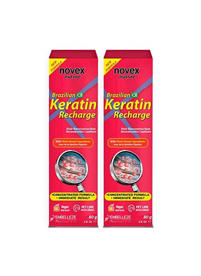 NOVEX Keratin Recharge Leave In Conditioner 2 Pack Reconstructive Keratin Frizz Control & Damage Repair  - Image 1