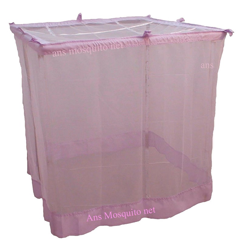 Ans Cotton Mix Mosquito net Pure Cotton Border on Top and Bottom Allergy Free Pink 5 x 65 ft Queen Size - Image 1