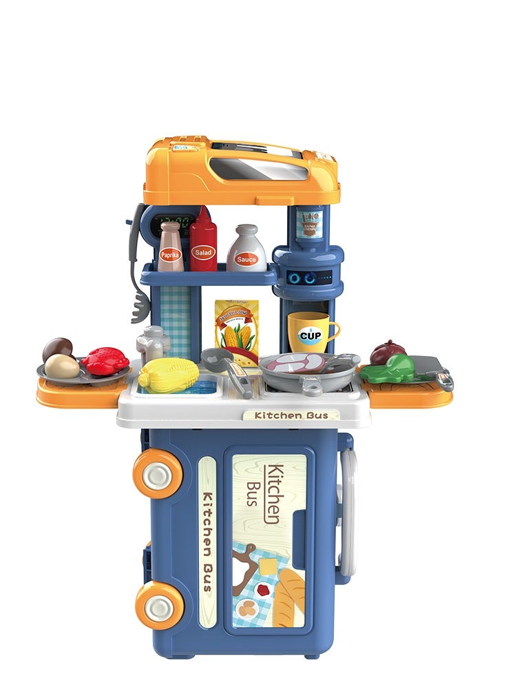 BOWA مجموعة مطبخ متعددة الوظائف مكونة من 32 قطعة بتصميم حافلة للأطفال - Image 1