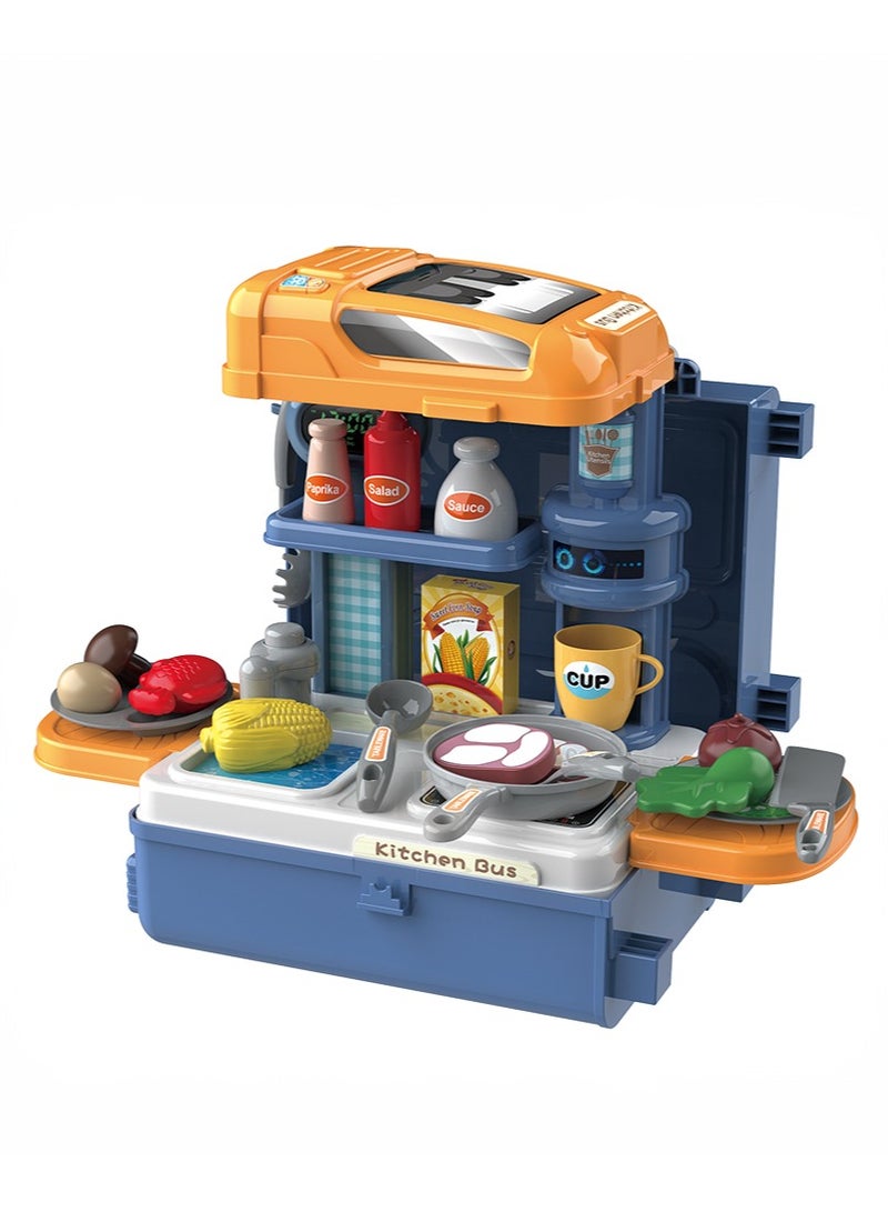 BOWA مجموعة مطبخ متعددة الوظائف مكونة من 32 قطعة بتصميم حافلة للأطفال - Image 2