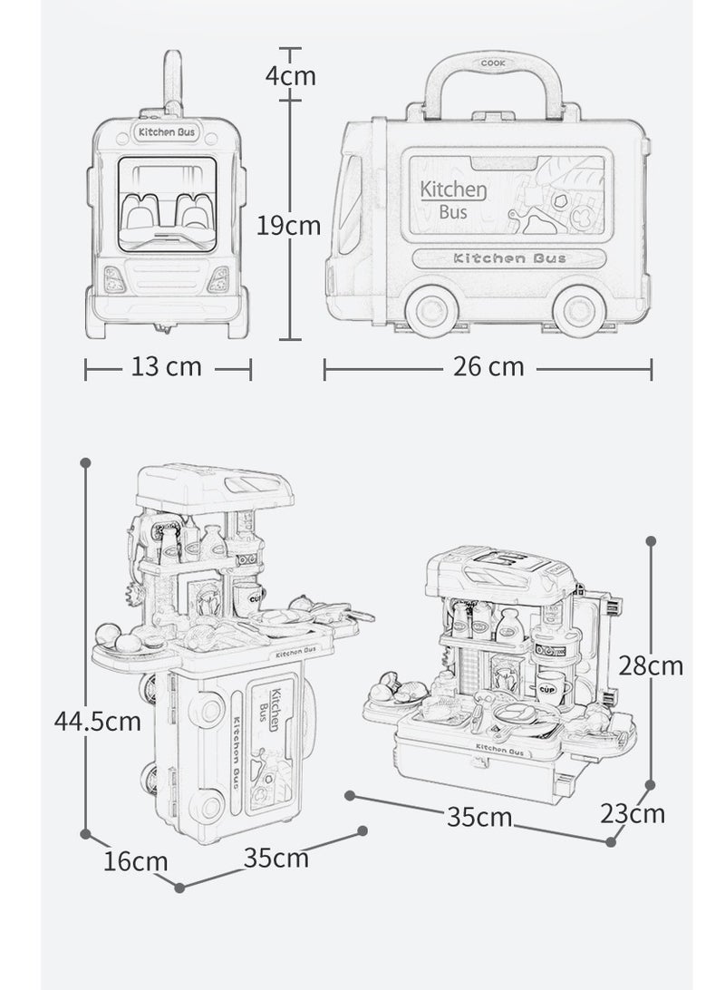 BOWA مجموعة مطبخ متعددة الوظائف مكونة من 32 قطعة بتصميم حافلة للأطفال - Image 5