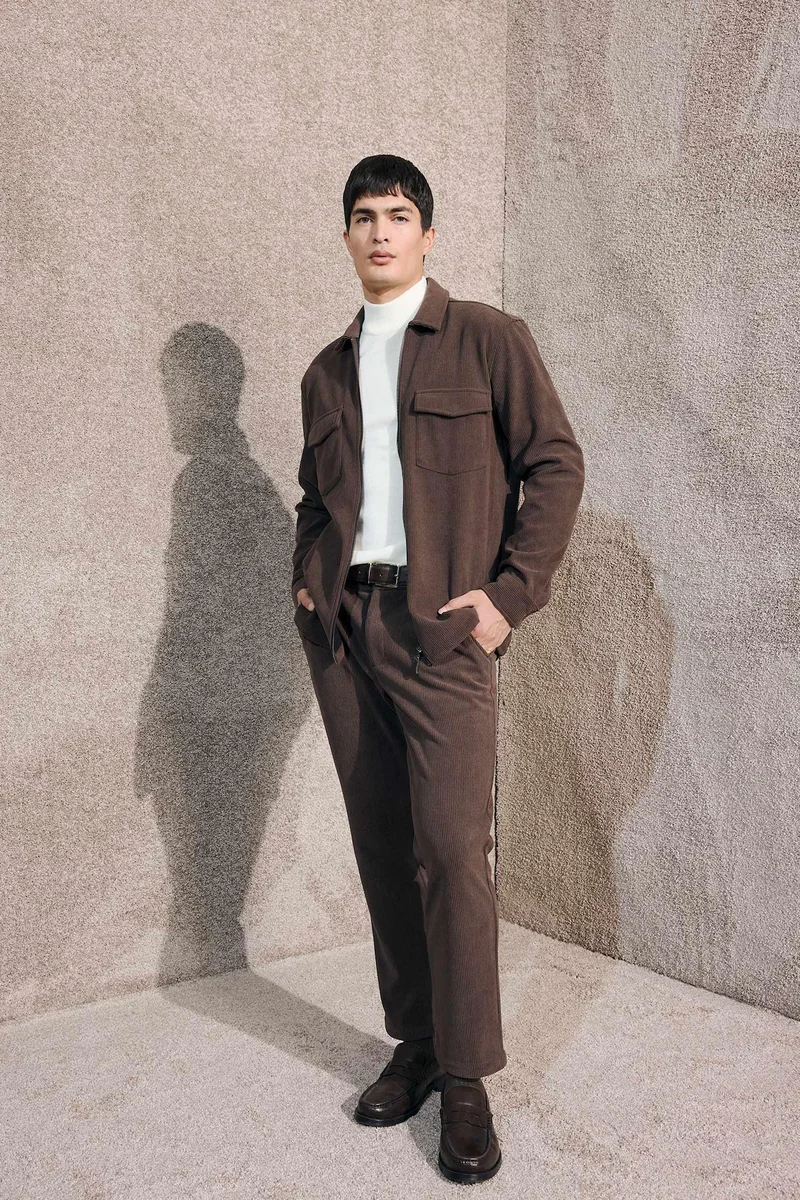 Defacto  Regular Fit Straight Leg Velvet Trousers for Men | Best Price UAE