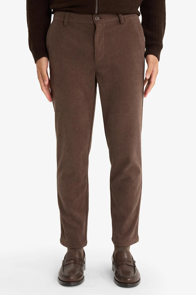 Defacto  Regular Fit Straight Leg Velvet Trousers for Men | Best Price UAE