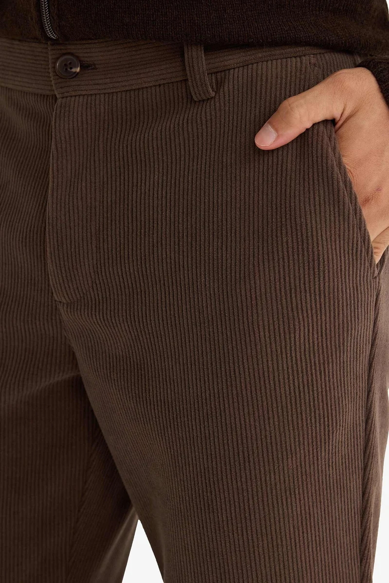 Defacto  Regular Fit Straight Leg Velvet Trousers for Men | Best Price UAE