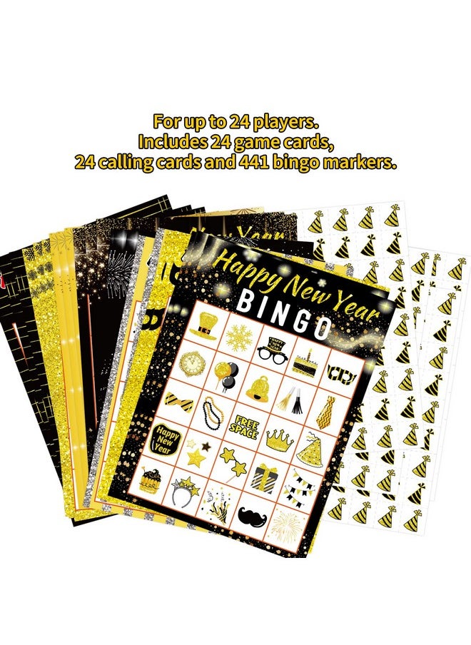 Fancy Land - New Year Bingo Game For Kids 24 Players Holiday Party Game Supplies New Years Eve Party Supplies - Image 1