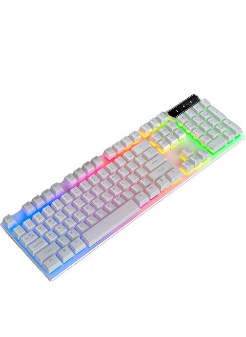 104-Key Gaming Keyboard USB Wired 19-Key Rollover Membrane Keyboard with Mixed-Colour Backlight for PC Laptop