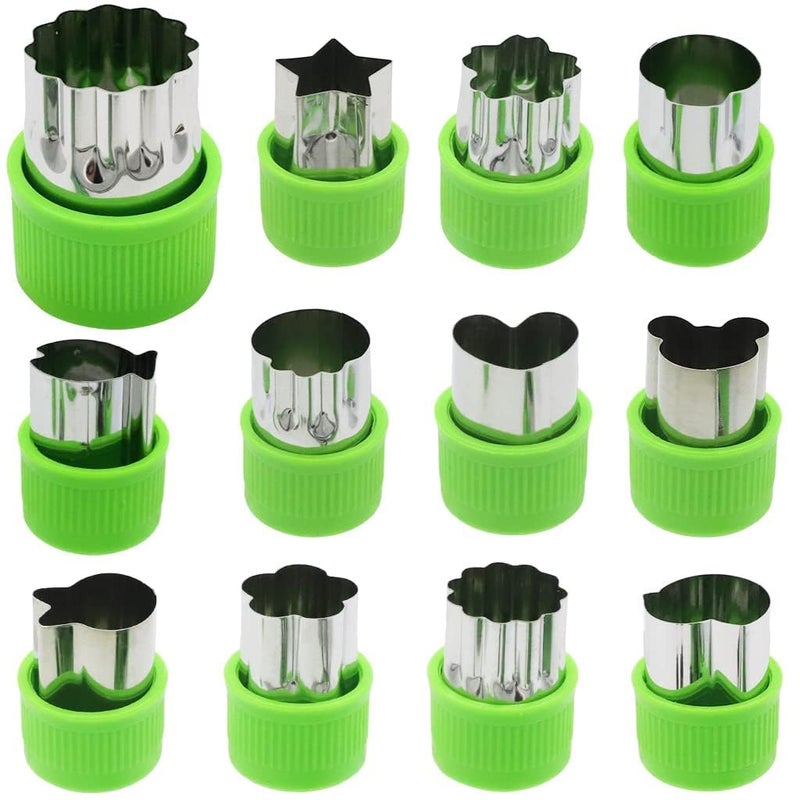 Cozron Cozron Mini Vegetable Cutter Shapes Set Mini Pie Fruit and Cookie Pastry Stamps Mold for Kids Baking and Food Supplement Tools AccessoriesCookie Cutter 12 PcsCookie Cutter Set of 1 - Image 1