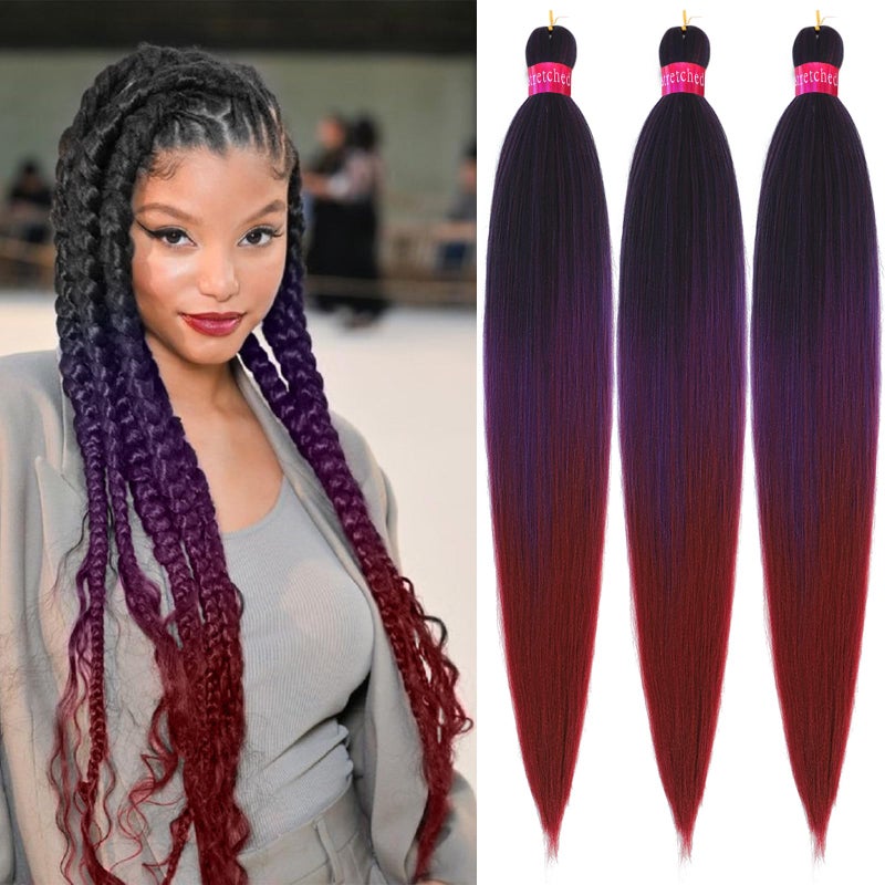 FAYETA Ombre Pre Stretched Braiding Hair, 28''-3 packs Silky Color Blend Braid Hair Extensions, 100% Synthetic Crochet Hair Braids - Image 1