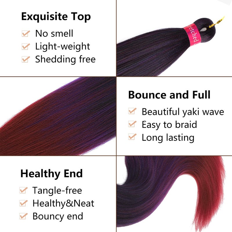 FAYETA Ombre Pre Stretched Braiding Hair, 28''-3 packs Silky Color Blend Braid Hair Extensions, 100% Synthetic Crochet Hair Braids - Image 4