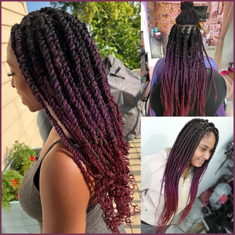 FAYETA Ombre Pre Stretched Braiding Hair, 28''-3 packs Silky Color Blend Braid Hair Extensions, 100% Synthetic Crochet Hair Braids - Image 5