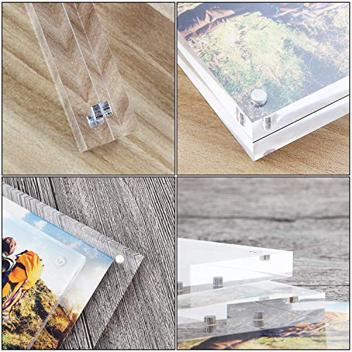 HESIN Acrylic Photo Frame 5 by 7 inch Double Sided Frameless Picture Frame Magnetic Acrylic Block Desktop Photo Display Holder with Gift Box Package Thickness 12+12mm (5"x7") - Image 5