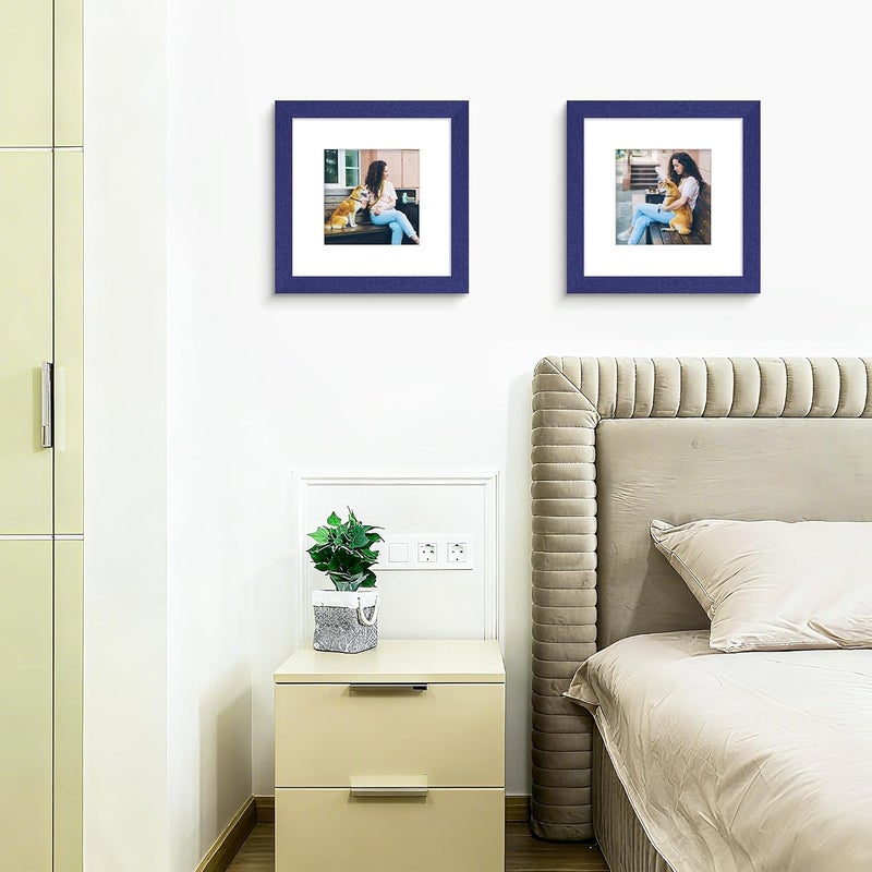 Picrit 12x12 Picture Frame Set of 12, Display 8x8 with Mat or 12 x 12 without Mat, Photo Frames for Wall Mounting Display, Navy Blue - Image 5