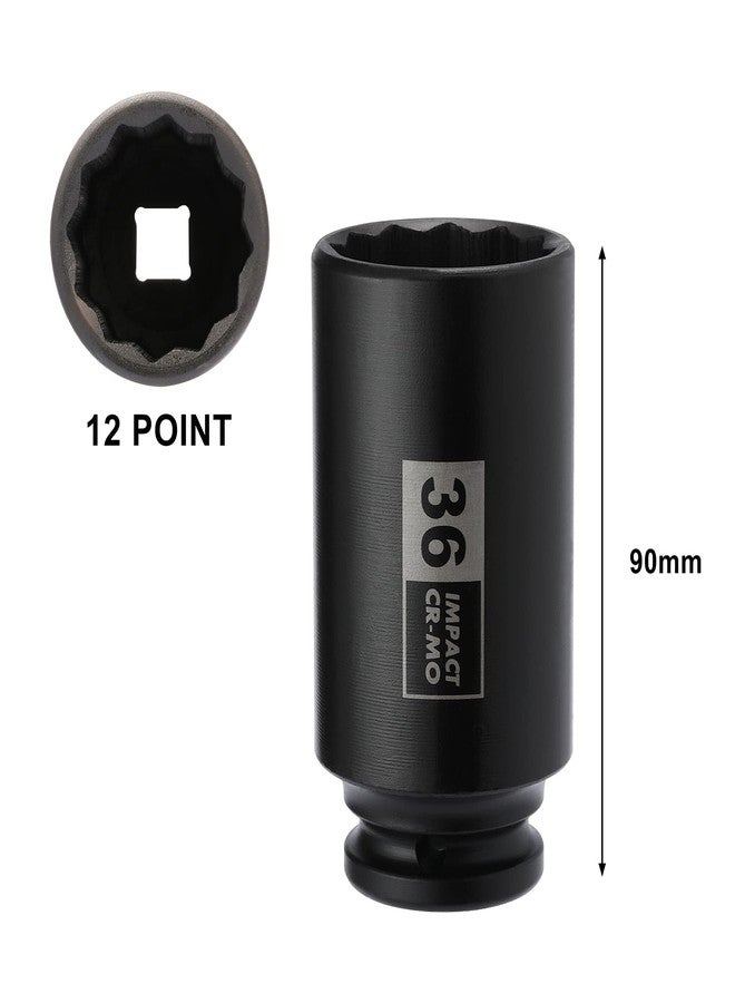 Mayouko 4PCS 1/2" Drive Deep Axle Nut Impact Socket Set, CR-MO, 12 Point Design, Metric, 30,32,34,36mm, 1/2 Inch Extra Deep Impact Socket - Image 3