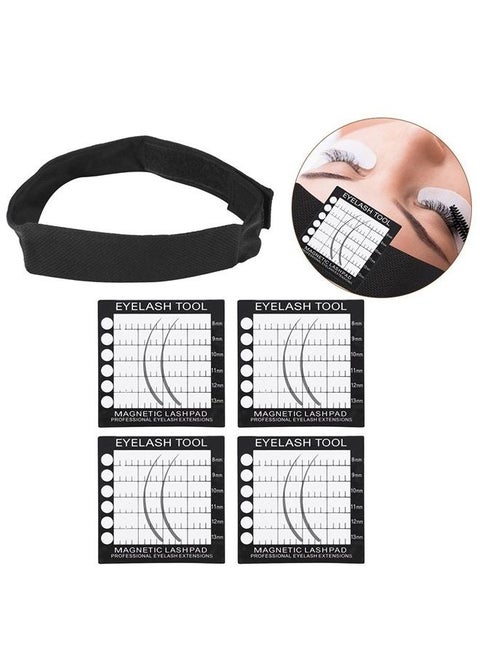 Professional Eyelash Extension Supplies, Magnetic Eyelsahes Pad Magnetic Headband Headsacrf for Eyelash Extension with 4 Lash Pad Holder