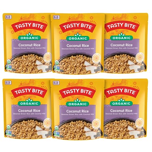 Tasty Bite Organic Coconut Rice 88 Ounce Pack of 6 Ready to Eat Microwavable Vegan GlutenFree - Image 1