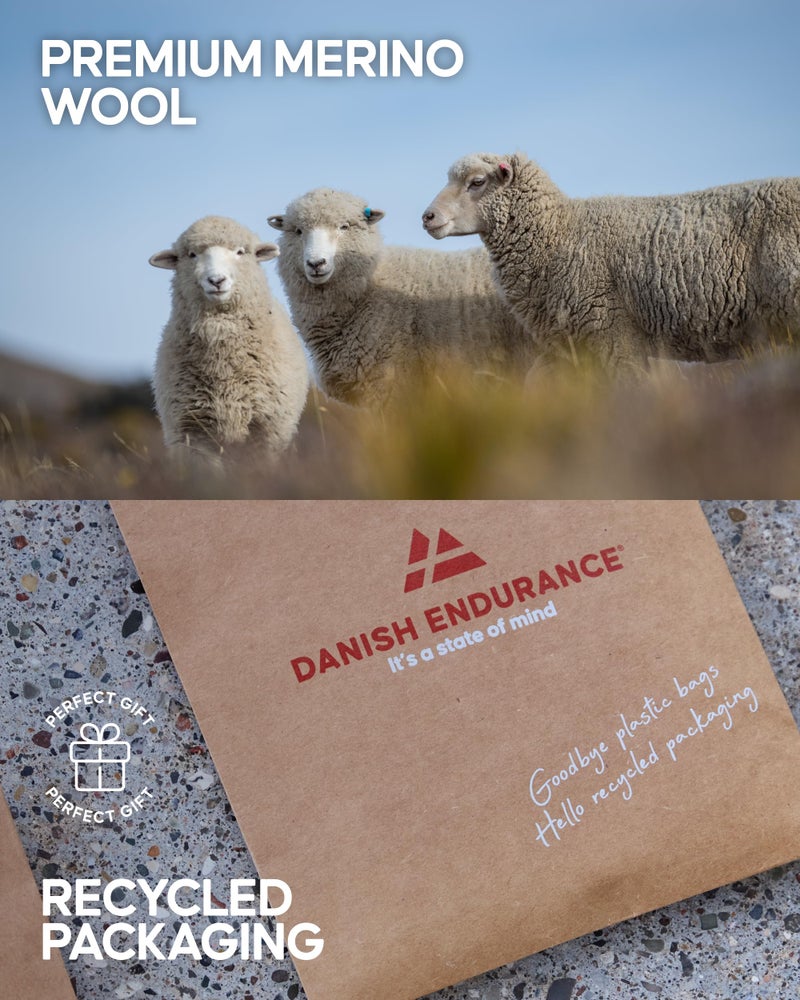 DANISH ENDURANCE جوارب المشي دانش إندورانس للنساء والرجال، جوارب ميرينو الصوف، جوارب للرجال، جوارب للنساء، مقاومة للرطوبة، للعمل، جوارب للرجال، أسود/رمادي، كبير - Image 5