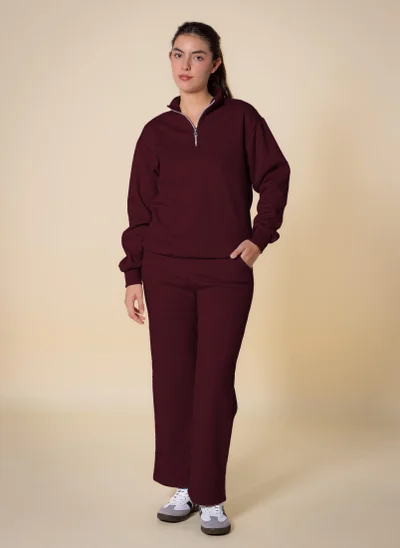 SHAPES TEXTURED QUARTER-ZIP SWEATER SET
