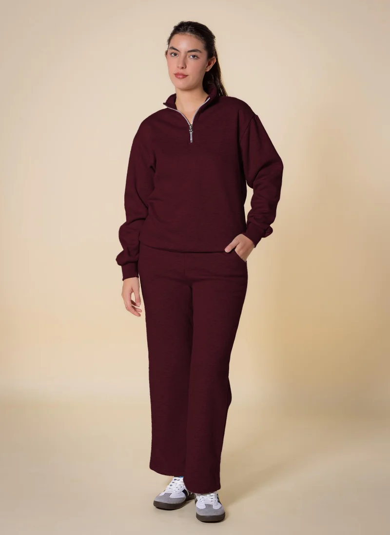SHAPES TEXTURED QUARTER-ZIP SWEATER SET