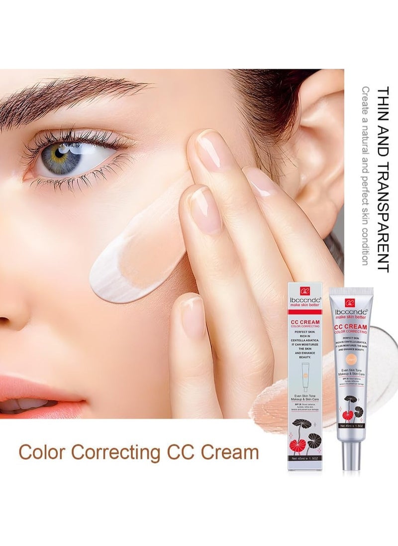ibcccndc Colour Correcting CC Cream with Centella Asiatica Full Coverage Foundation with SPF 25, Even Skin Tone Makeup and Skin Care, Long Lasting and Hydrating Concealer, Light 45 ml  - Image 3