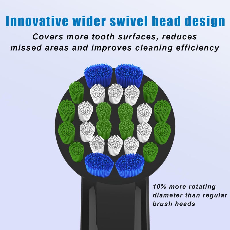 BKIX Replacement Toothbrush Heads Compatible with Oral B Braun Pro 500, 1000, Genius X, Smart 1500 Series, 8 Pack Professional Electric Toothbrush Heads, White+Black - Image 3