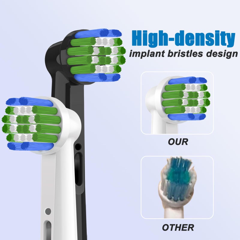 BKIX Replacement Toothbrush Heads Compatible with Oral B Braun Pro 500, 1000, Genius X, Smart 1500 Series, 8 Pack Professional Electric Toothbrush Heads, White+Black - Image 5