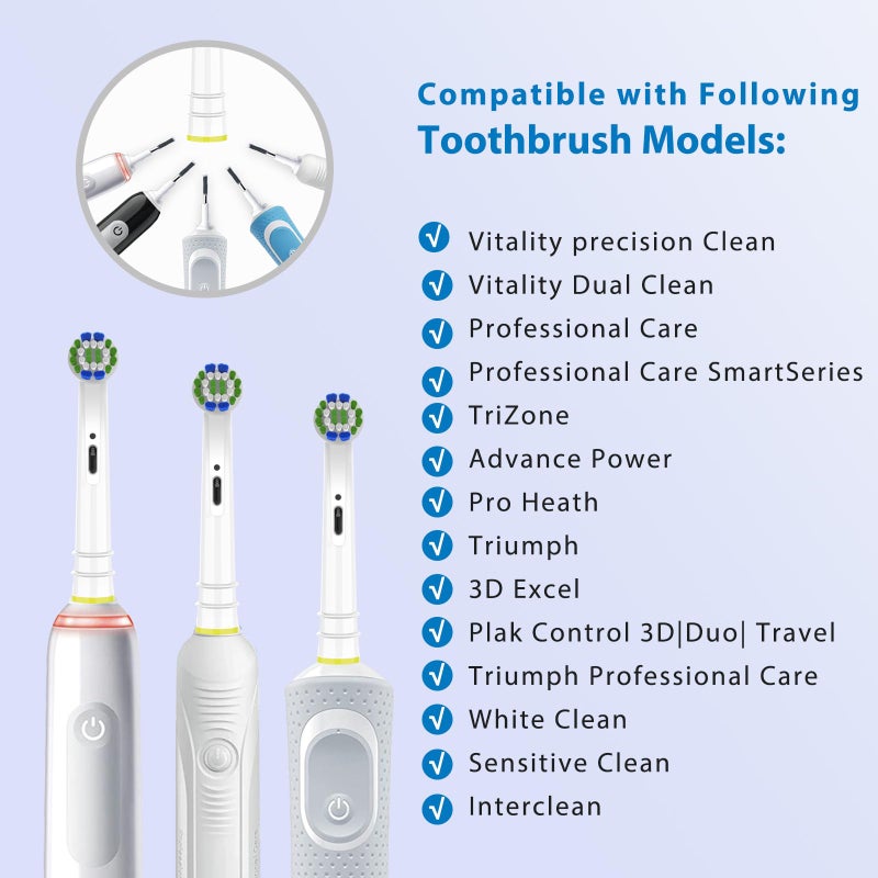 BKIX Replacement Toothbrush Heads Compatible with Oral B Braun Pro 500, 1000, Genius X, Smart 1500 Series, 8 Pack Professional Electric Toothbrush Heads, White+Black - Image 2