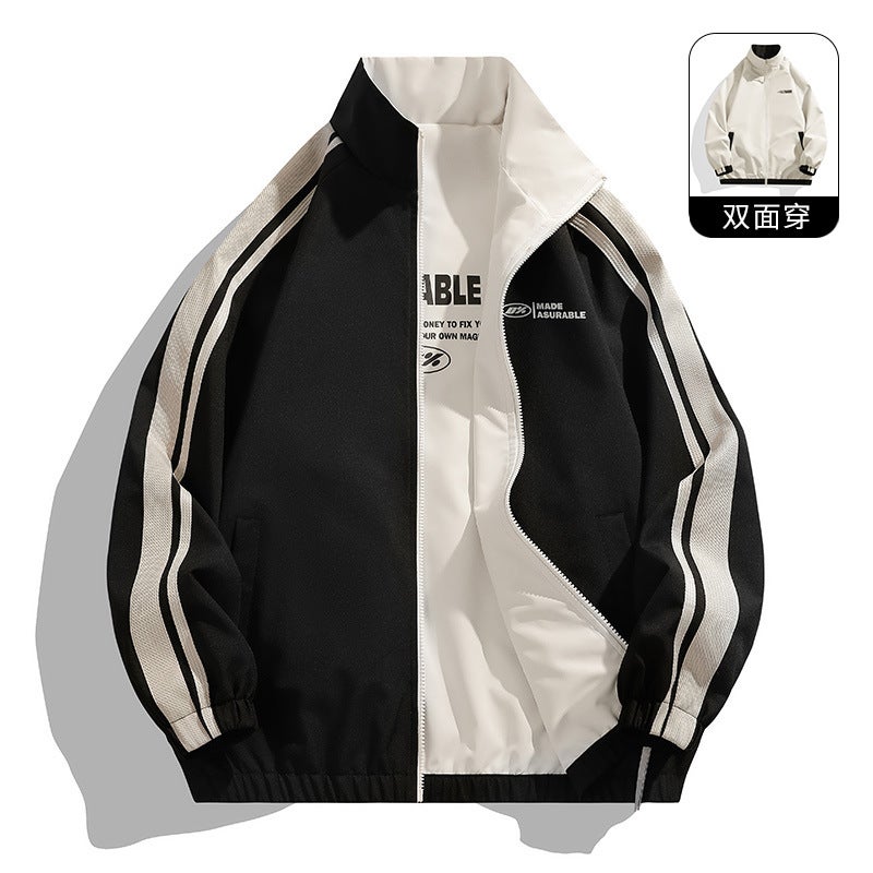 Spring 2024 New Double-sided Jacket Outdoor Mountaineering Suit Loose Sports Jacket Couples Top Windproof and Waterproof Light brown  - Image 3