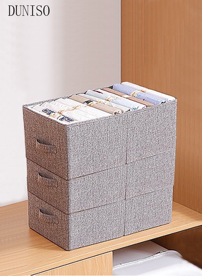 DUNISO 3 pieces wardrobe clothing storage box set, visible linen storage box, foldable fabric wardrobe storage basket with sturdy handles, storage box for clothes and toys, washable  storage box - Image 2