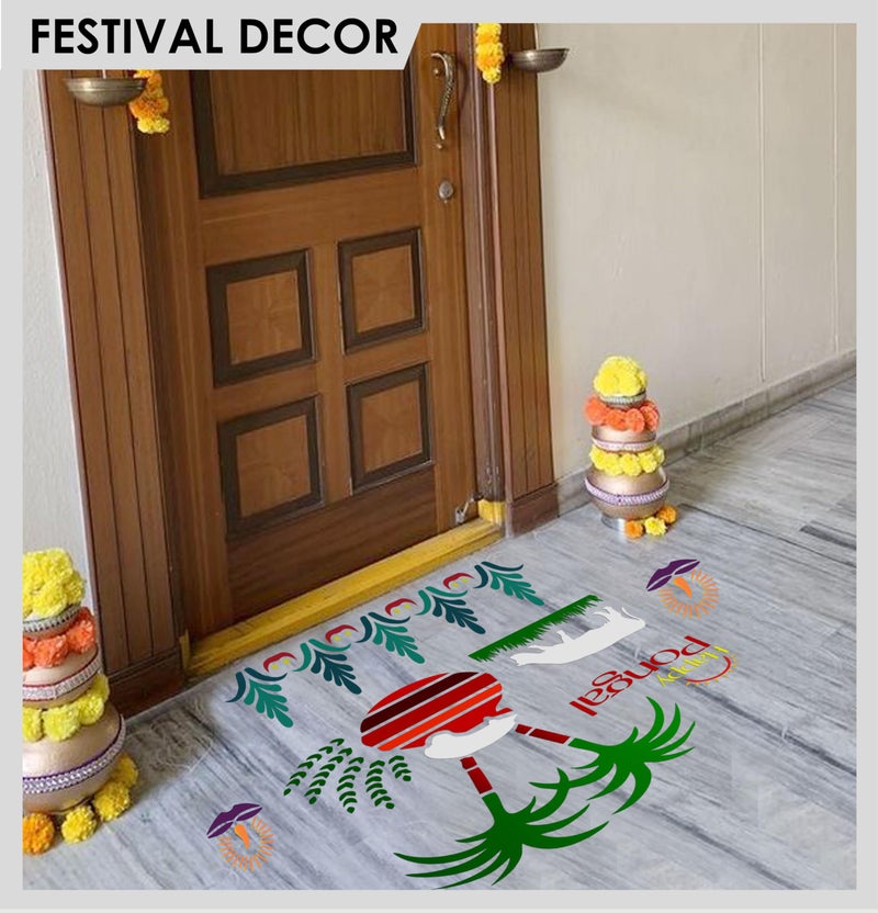 Solobolo Pongal Rangoli Steincils with 6 Rangoli Colours | Kollam Stencils Big Size | Pongal Decoration Items | Corner Rangoli Stencil | Border Rangoli Stencil | Set of 3 with 6 Colors - Image 4