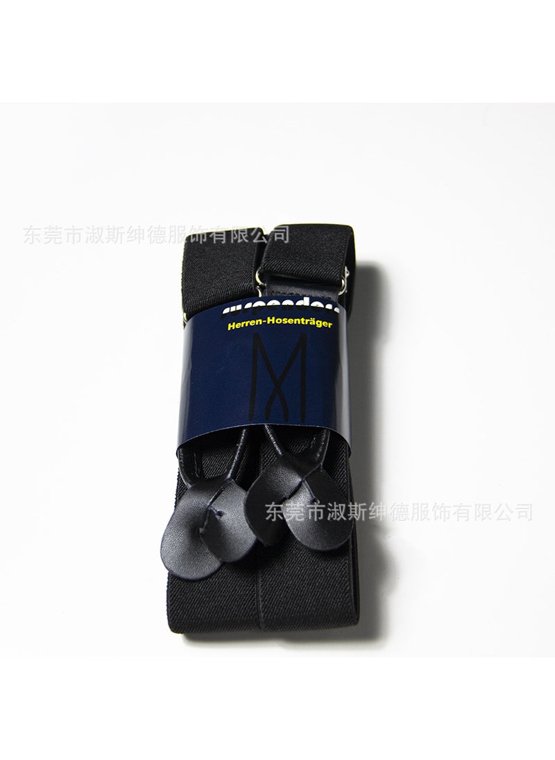 Generic - Leather Suspenders for Men 32 Colors Button-End Black - Image 1