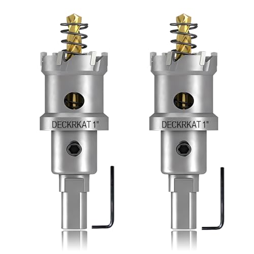 DECKRKAT 2-Pack 1" TCT Hole Saws for Hard Metal, Heavy Duty 25mm Tungsten Carbide Tipped Hole Cutters Set with Spring-Loaded Pilot Drill Bits for Stainless Steel, Metal, Iron, and Plastic - Image 1