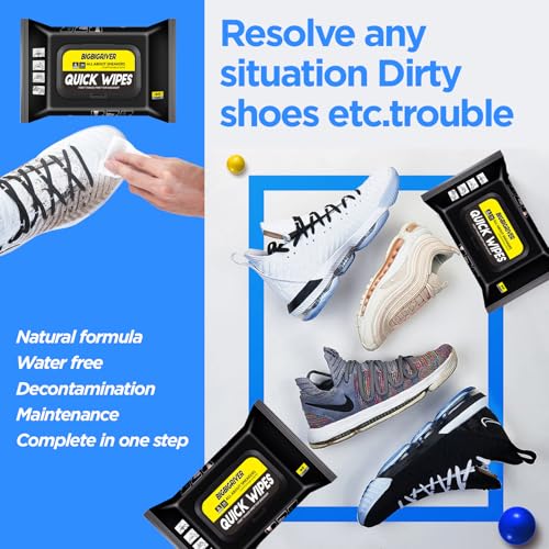 BIGBIGRIVER Shoe wipes 2 Pack 60 Pcs Sneaker Wipes Cleaner Quick Wipes Travel Portable Removes Dirt, Stains - Image 4