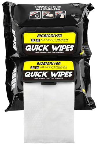 BIGBIGRIVER Shoe wipes 2 Pack 60 Pcs Sneaker Wipes Cleaner Quick Wipes Travel Portable Removes Dirt, Stains - Image 1