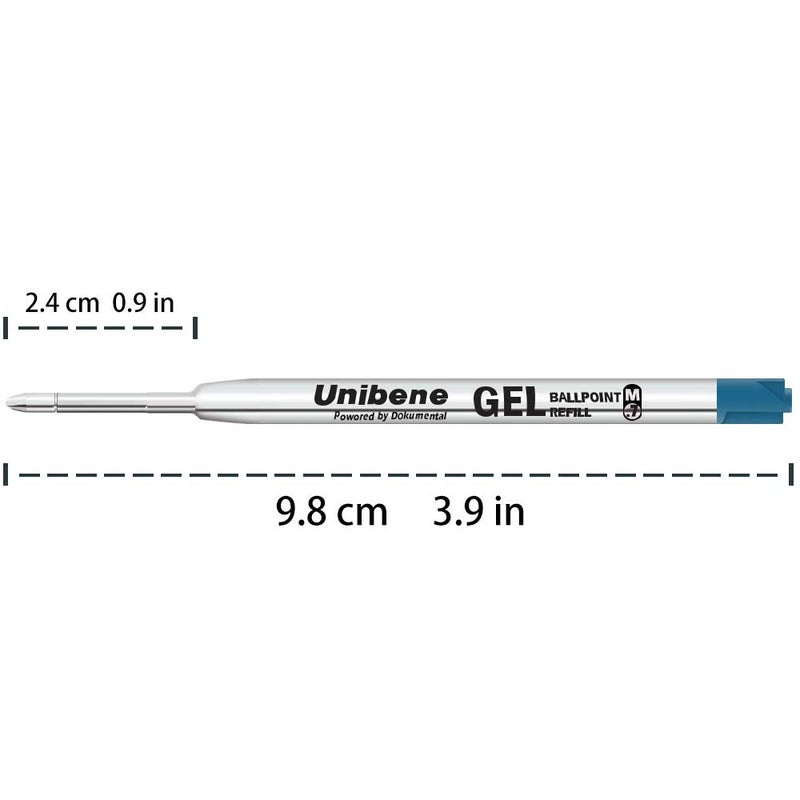 Unibene Parker Compatible Gel Ink Ballpoint Refills 12 Pack,0.7mm Medium Point-Blue, Smooth Writing Replaceable German Ink Tactical Pen Refills for Parker Ballpoint/UZI Pen - Image 5