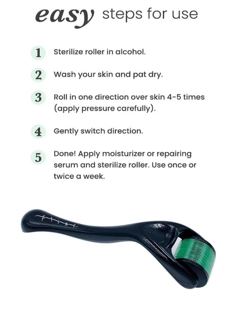 Hydra.Roller - Set of Beard Roller 0.5 mm Derma Face Roller With 540 Micro Needle Roller Titanium Skin for Face Body Beard and Hair Growth and Hydra 20 Needle Gold Stamp Body Face 64 Micro Needle Anti Wrinkle 0.5mm - Image 1