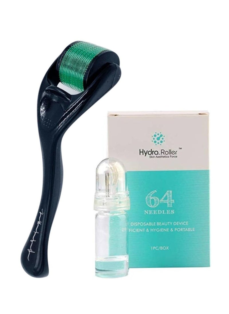 Hydra.Roller - Set of Beard Roller 0.5 mm Derma Face Roller With 540 Micro Needle Roller Titanium Skin for Face Body Beard and Hair Growth and Hydra 20 Needle Gold Stamp Body Face 64 Micro Needle Anti Wrinkle 0.5mm - Image 1