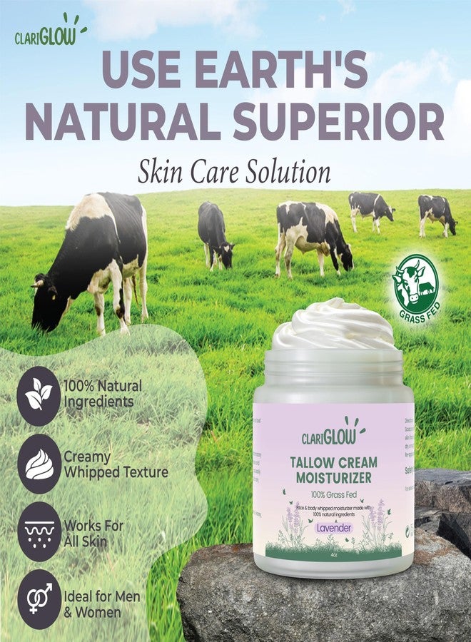 Clariglow Whipped Beef Tallow Skin Moisturizer - 100% Grass Fed Beef Tallow Face Cream - Natural Lotion Balm Body Moisturizer with Honey & Lavender - 4 oz - Image 2