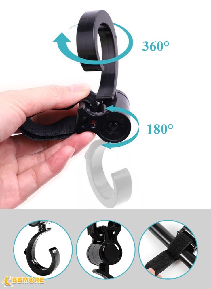 BBMORE 6PCS Stroller Hooks, Multipurpose Stroller Carriage Storage Bag Hooks, Pram Velcro Hooks, Heavy Duty Non-Slip Stroller Universal Hooks for Diaper Bags, Purse & Shopping Cart - Image 5