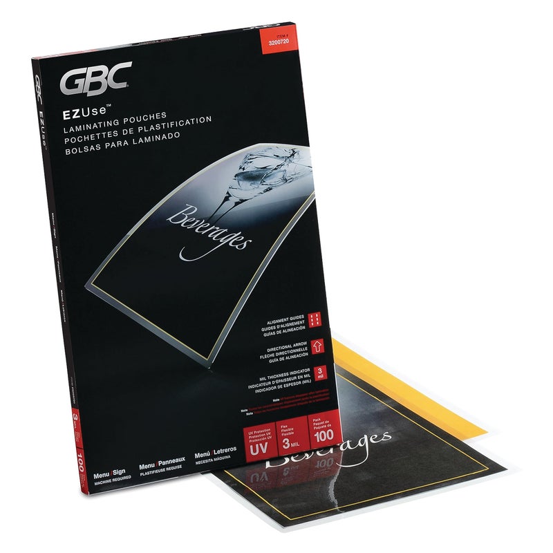 GBC Laminating Sheets, Thermal Laminating Pouches, Menu Size, 3 Mil, EZUse, 100 Pack (3200720) - Image 5