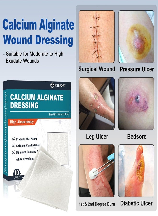 Ceeport Calcium Alginate Wound Dressing Pads, 4'' x 4'' Patches [10 Individual Pack], High Absorbency Dressing, Soft Wound Care Products, Comfortable & Gentle and Non Stick Gauze Pads for Wound Care - Image 5