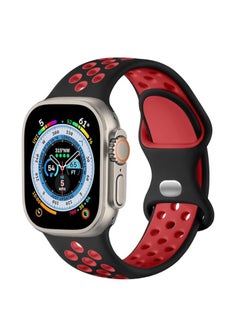 Silicone Sport Band for Apple Watch Ultra/Ultra 2 49mm 45mm 44mm 42mm, Waterproof Breathable Soft Silicone Sport Band for iWatch Ultra SE 8/7/6/5/4/3/ 2/1, from Tin Tech black & red