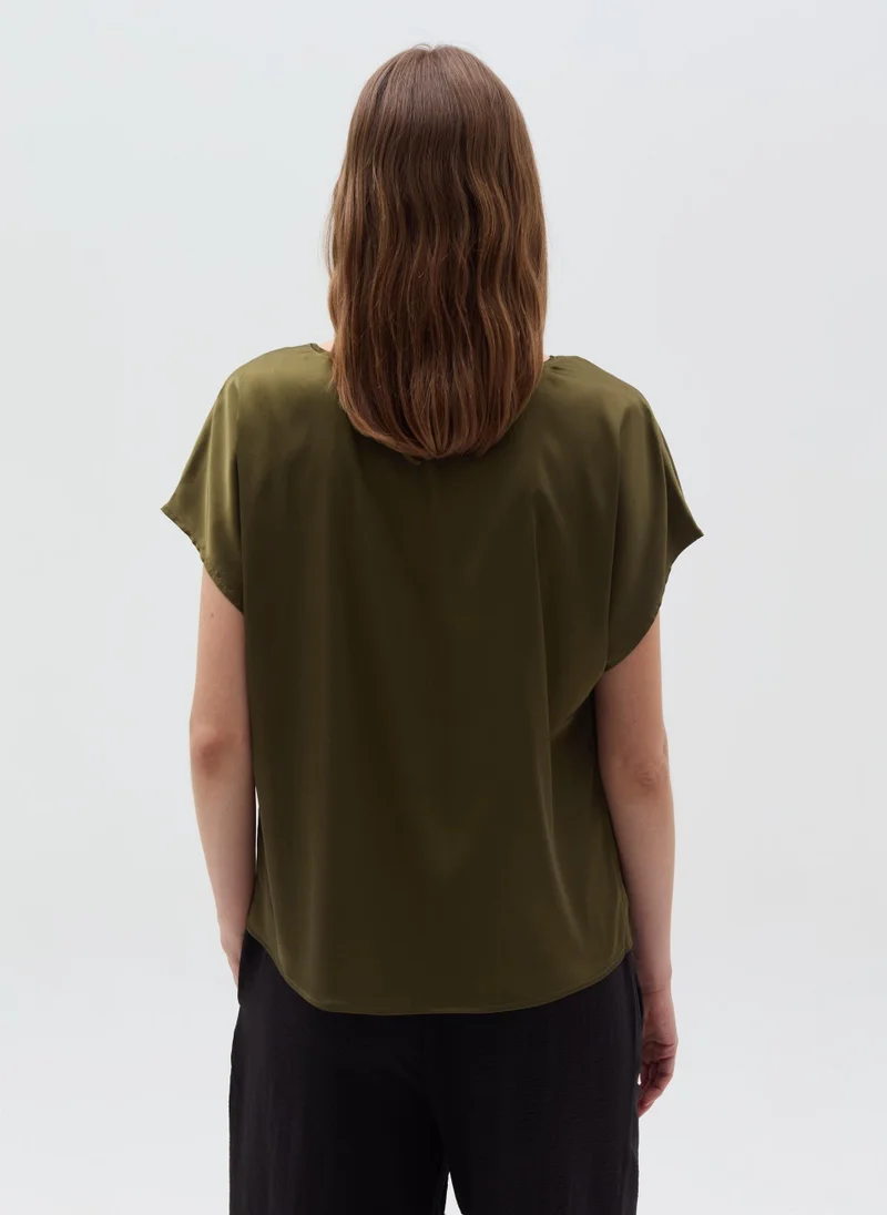 او في اس Satin blouse with kimono sleeves