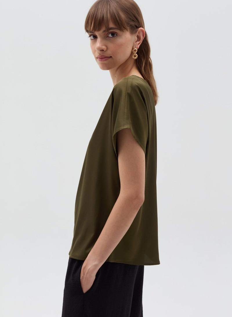 او في اس Satin blouse with kimono sleeves - Image 4