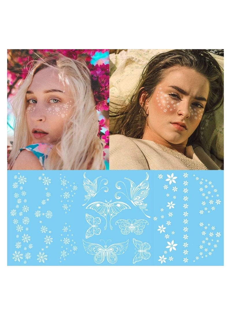 SYOSI 16 Pack White Temporary Face Tattoos for Women Girls Creative Fake Flash Lace Freckle Tattoo Stickers Perfect for Bride Wedding Party Festival Nontoxic on Body - Image 1