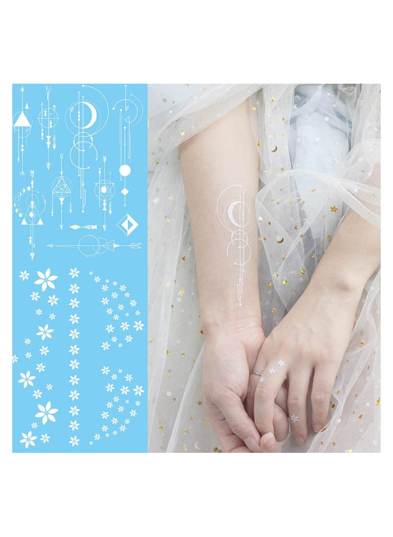 SYOSI 16 Pack White Temporary Face Tattoos for Women Girls Creative Fake Flash Lace Freckle Tattoo Stickers Perfect for Bride Wedding Party Festival Nontoxic on Body - Image 3