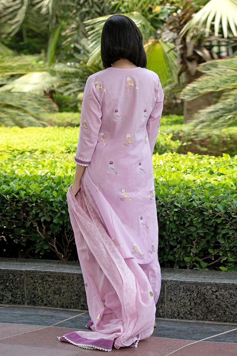 جو سريكي كتلة يدوية مطبوعة من GoSriKi بمزيج الرايون النسائي مع بنطال ودوباتا (RAGSRI-Purple-GS_L_Purple_Large)