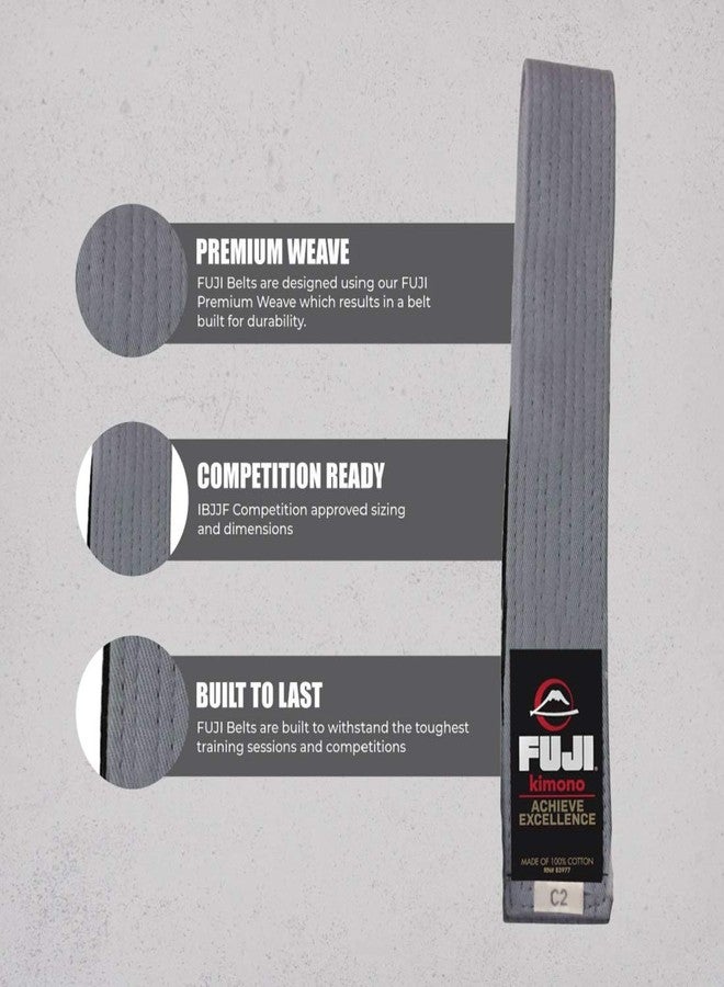 فوجي حزام جيو جيتسو برازيلي للأطفال من فوجي مع شريط الرتب، حزام جيو جيتسو للأطفال، رمادي، مقاس C2 - Image 3